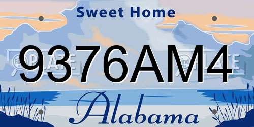 9376AM4 Alabama License Plate