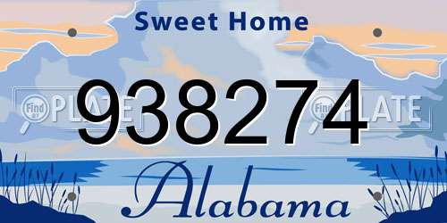 938274 Alabama License Plate