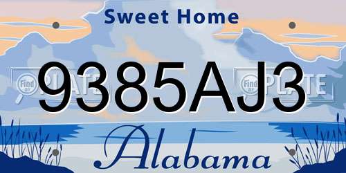 9385AJ3 Alabama License Plate