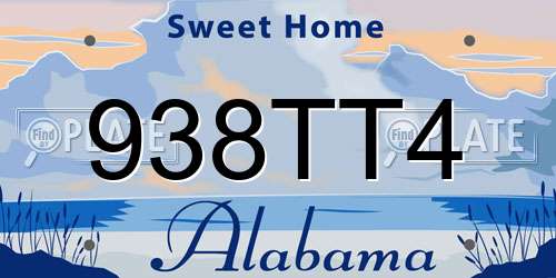 938TT4 Alabama License Plate