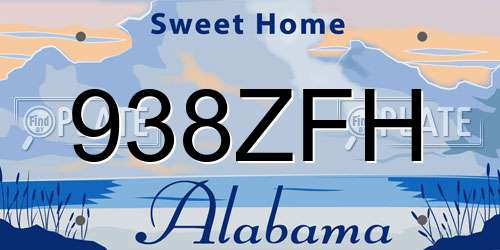 938ZFH Alabama License Plate