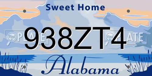 938ZT4 Alabama License Plate