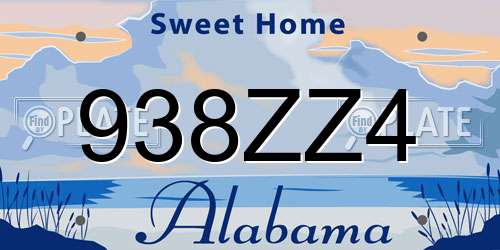 938ZZ4 Alabama License Plate