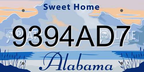 9394AD7 Alabama License Plate