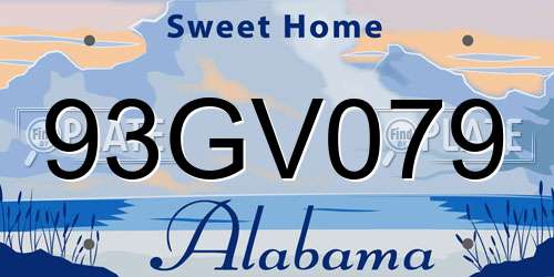 93GV079 Alabama License Plate