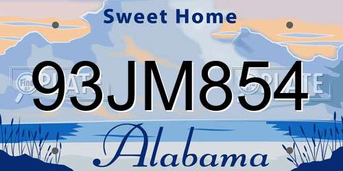 93JM854 Alabama License Plate