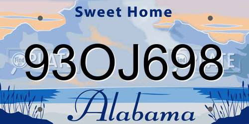93OJ698 Alabama License Plate