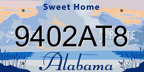 9402AT8 Alabama License Plate
