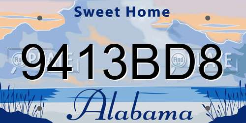 9413BD8 Alabama License Plate