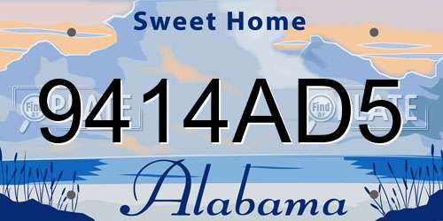 9414AD5 Alabama License Plate