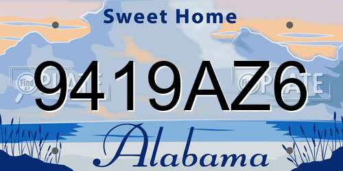 9419AZ6 Alabama License Plate