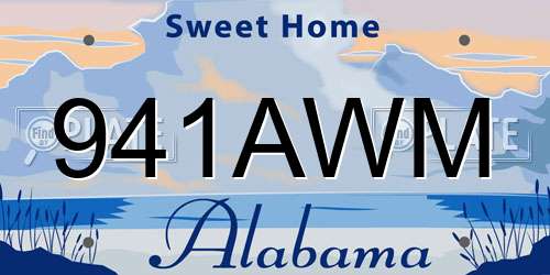 941AWM Alabama License Plate