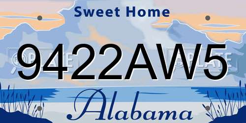 9422AW5 Alabama License Plate