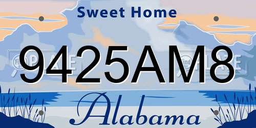 9425AM8 Alabama License Plate