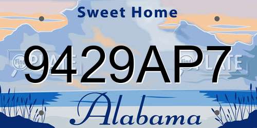 9429AP7 Alabama License Plate