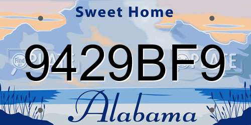 9429BF9 Alabama License Plate