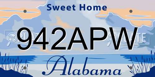 942APW Alabama License Plate