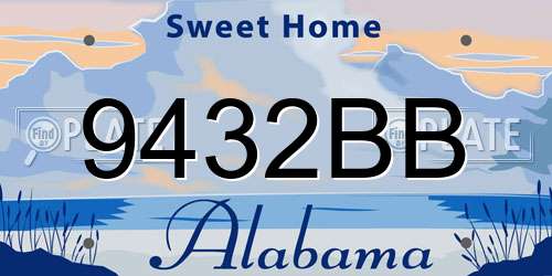 9432BB Alabama License Plate