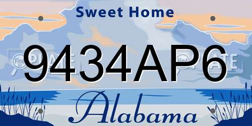 9434AP6 Alabama License Plate