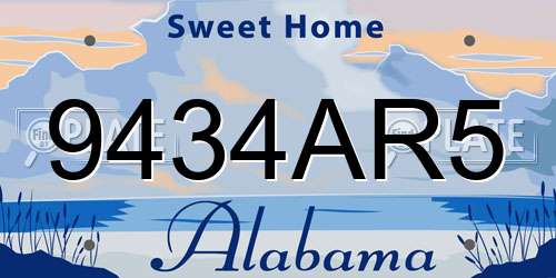 9434AR5 Alabama License Plate