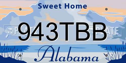 943TBB Alabama License Plate