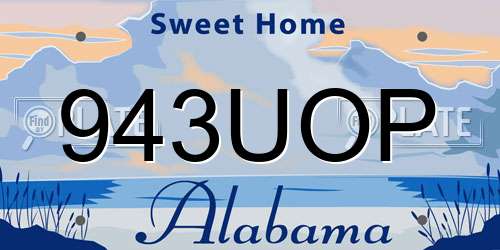 943UOP Alabama License Plate