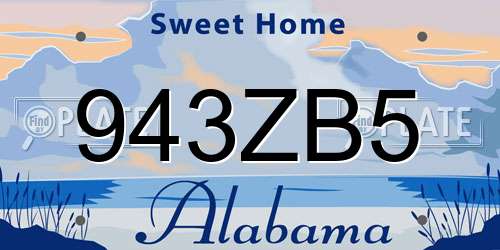 943ZB5 Alabama License Plate