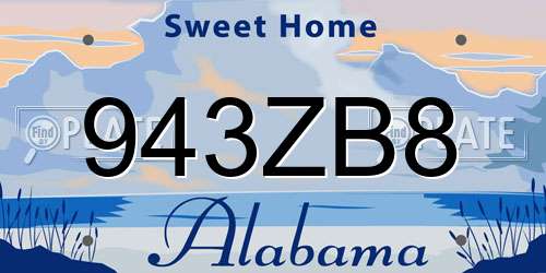 943ZB8 Alabama License Plate