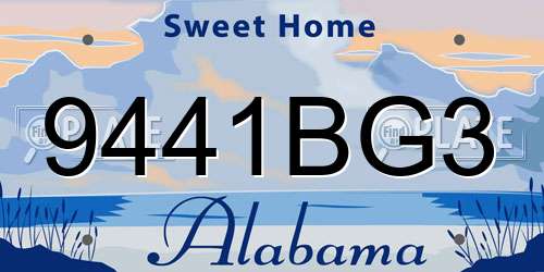 9441BG3 Alabama License Plate