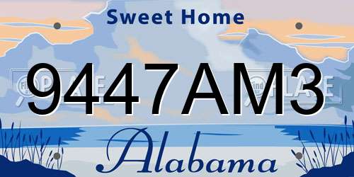9447AM3 Alabama License Plate