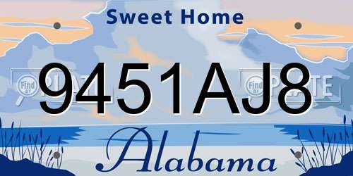 9451AJ8 Alabama License Plate
