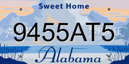 9455AT5 Alabama License Plate