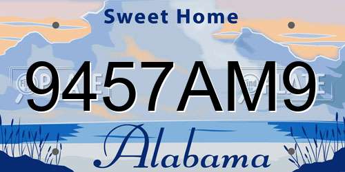 9457AM9 Alabama License Plate