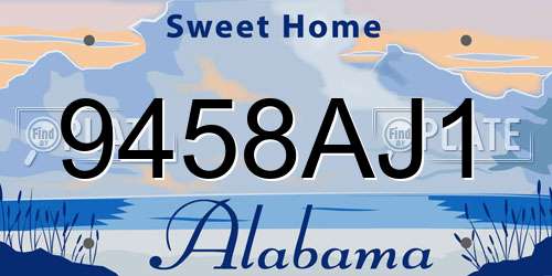 9458AJ1 Alabama License Plate