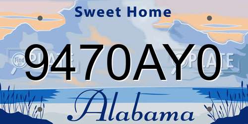 9470AY0 Alabama License Plate