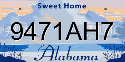 9471AH7 Alabama License Plate