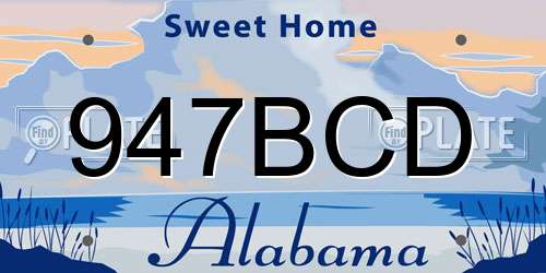 947BCD Alabama License Plate