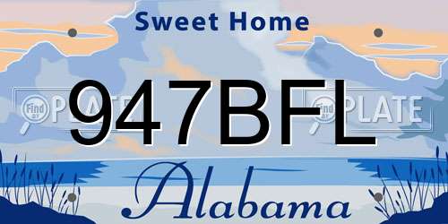 947BFL Alabama License Plate