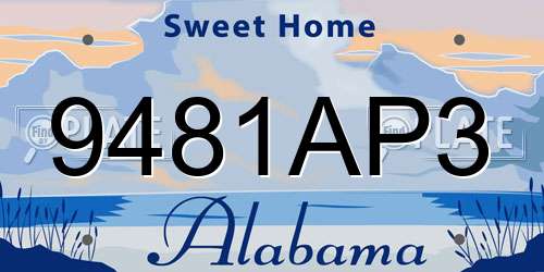 9481AP3 Alabama License Plate