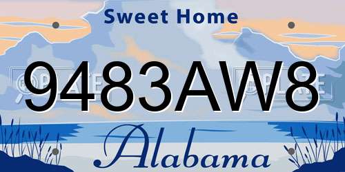 9483AW8 Alabama License Plate