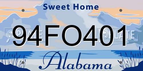 94FO401 Alabama License Plate