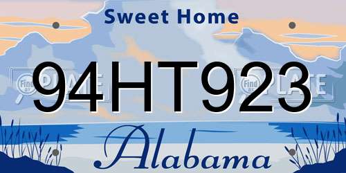 94HT923 Alabama License Plate