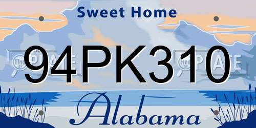 94PK310 Alabama License Plate