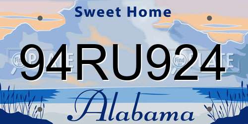 94RU924 Alabama License Plate