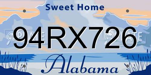 94RX726 Alabama License Plate