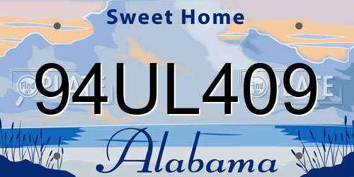 94UL409 Alabama License Plate