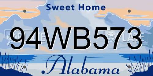 94WB573 Alabama License Plate