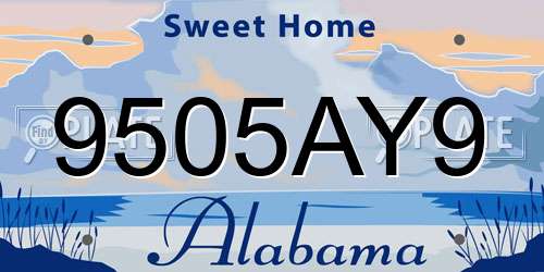 9505AY9 Alabama License Plate