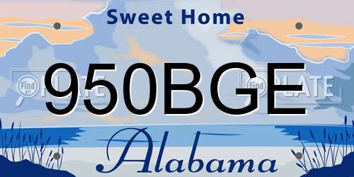 950BGE Alabama License Plate
