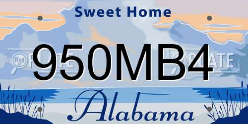 950MB4 Alabama License Plate